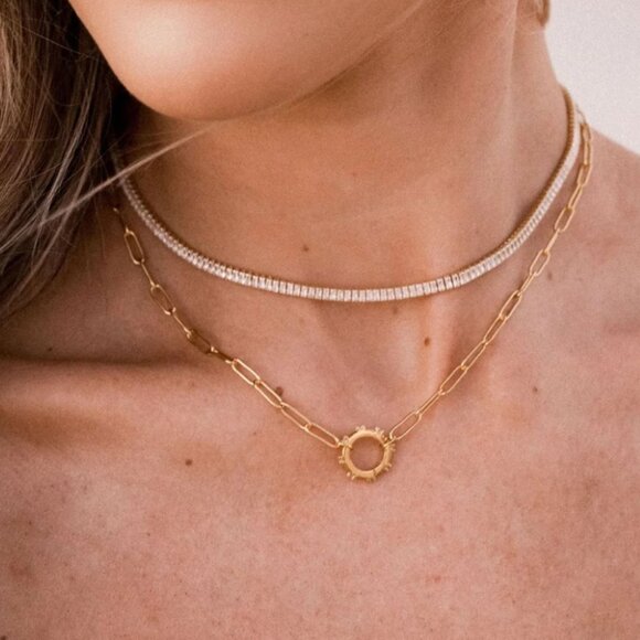 Gold Chain Pendant Necklace Gemstone Pendant Blue Chalcedony BEAUTIFUL Necklace - Picture 9 of 12